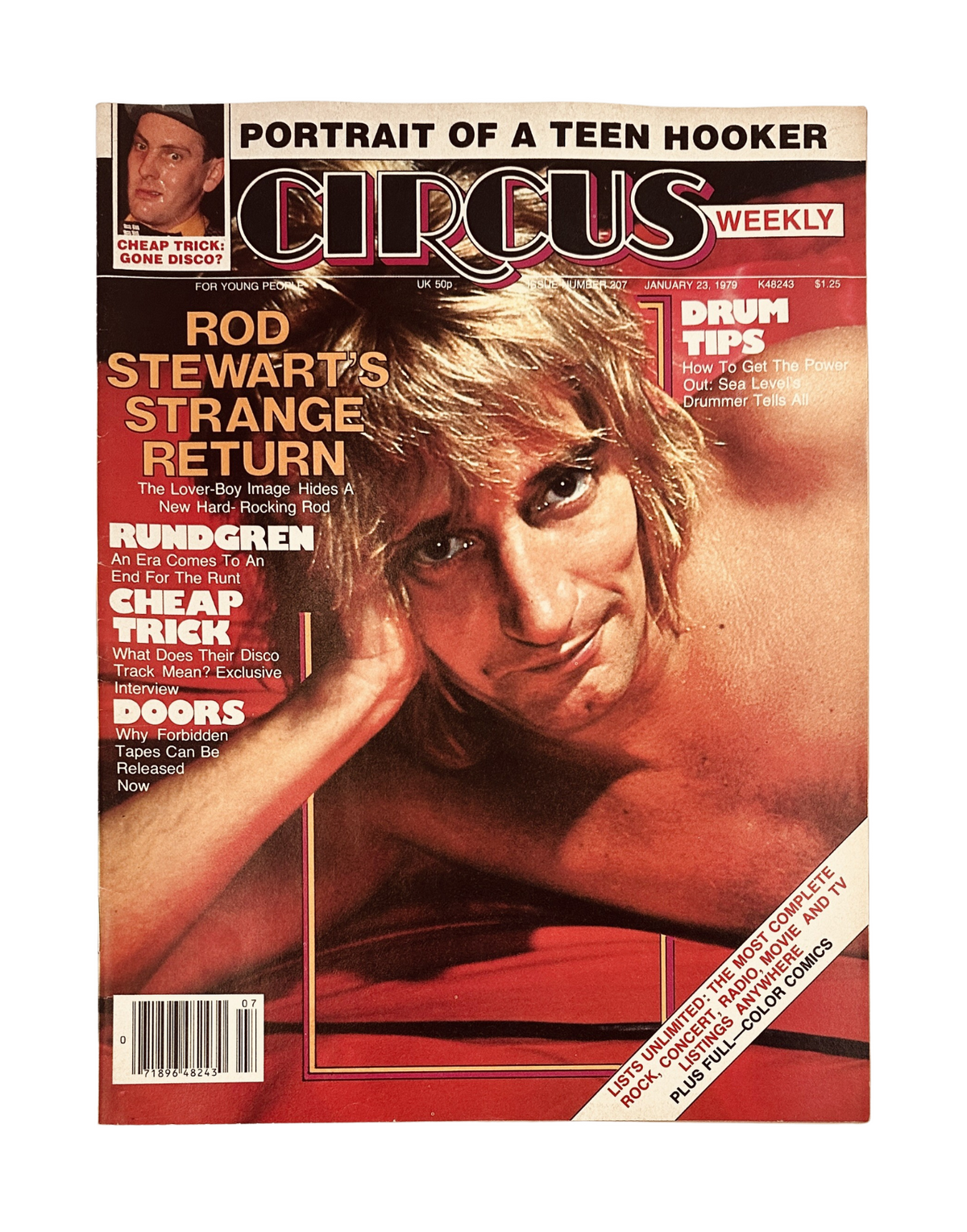 Cover of Circus Weekly Magazine, January 23, 1979 featuring Rod Stewart, with the title 'Circus Weekly Magazine January 23, 1979 Rod Stewart Tom Waits Doors VG'.