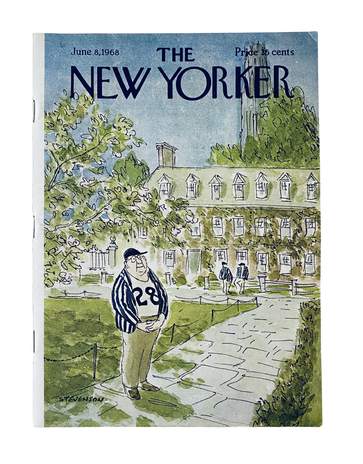 The New Yorker Magazine June 8, 1968 cover featuring a cartoon by James Stevenson, depicting a whimsical scene on campus.