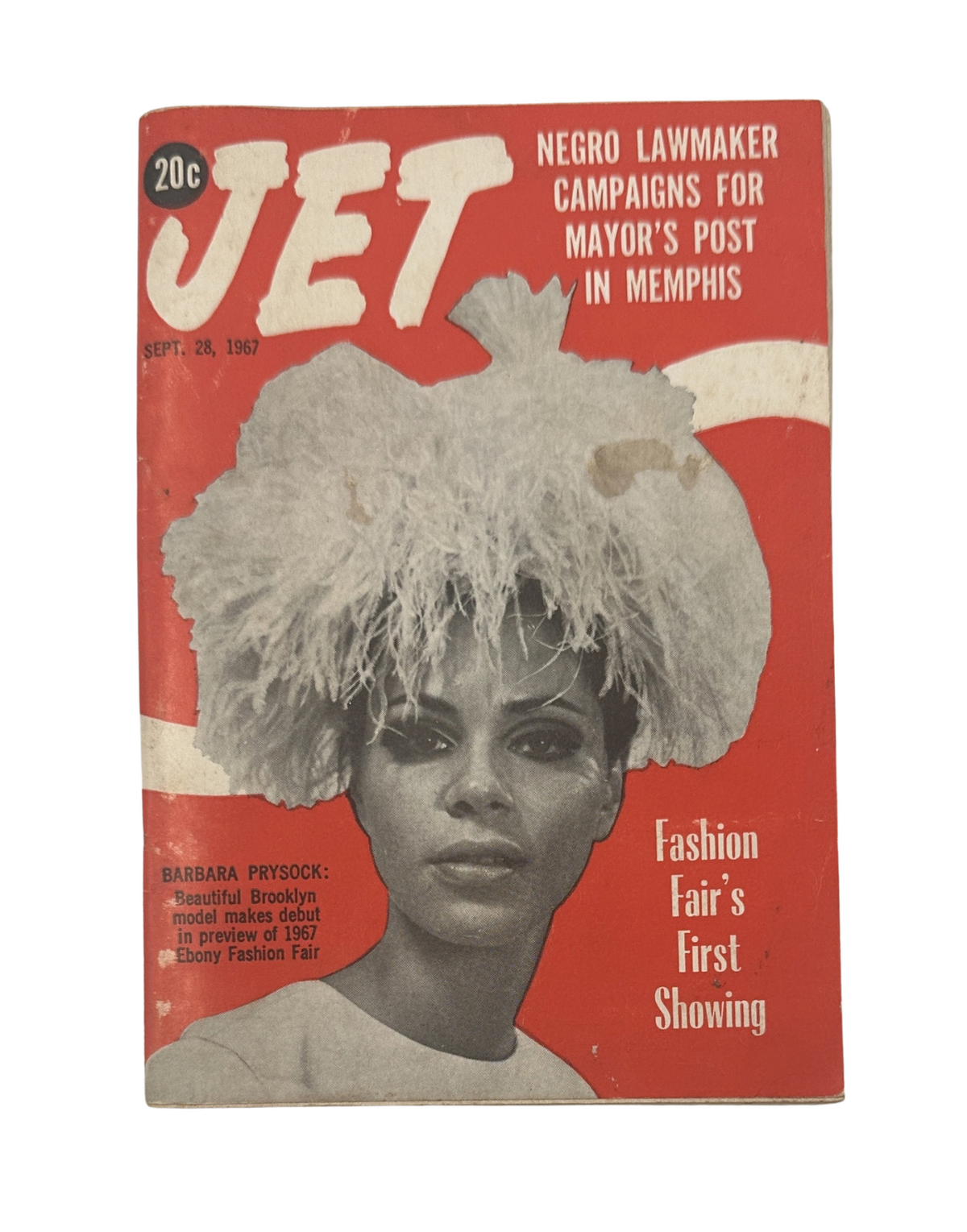 Cover of Jet Magazine from September 28, 1967 featuring Barbara Prysock and the headline about a Negro lawmaker campaigning for Mayor's post in Memphis.