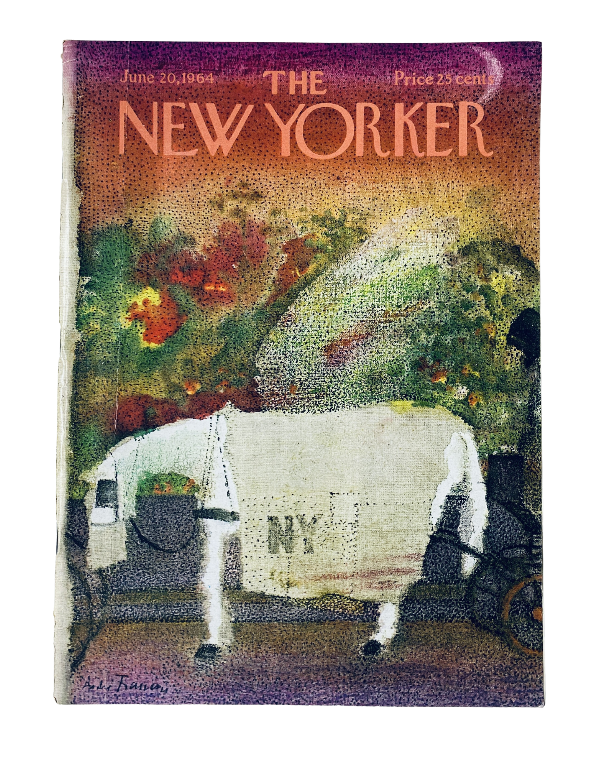 The New Yorker Magazine June 20, 1964, featuring an abstract horse cover illustration by André François. The cover showcases a colorful representation of a horse amidst a vibrant background, reflecting the artistic style of the era.