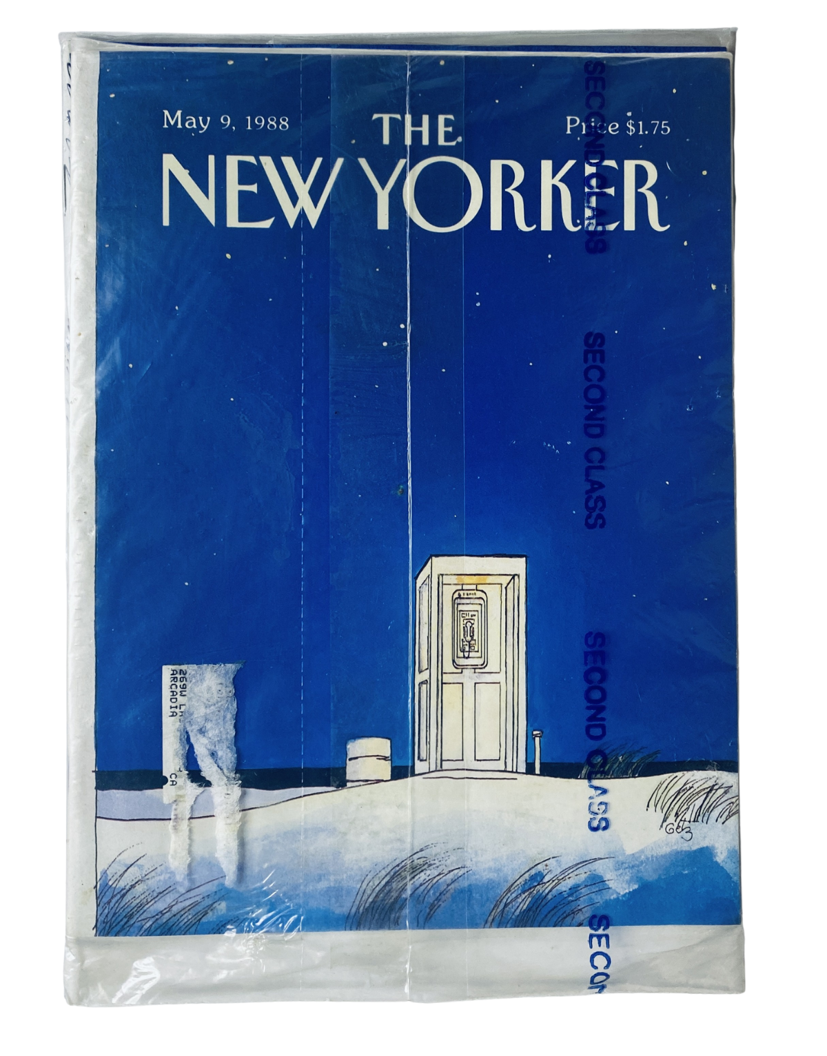 SEALED The New Yorker Magazine May 9, 1988 featuring a Phone Booth and Night Sky cover design by A. Getz. Vintage condition with original wrapping, ideal for collectors.