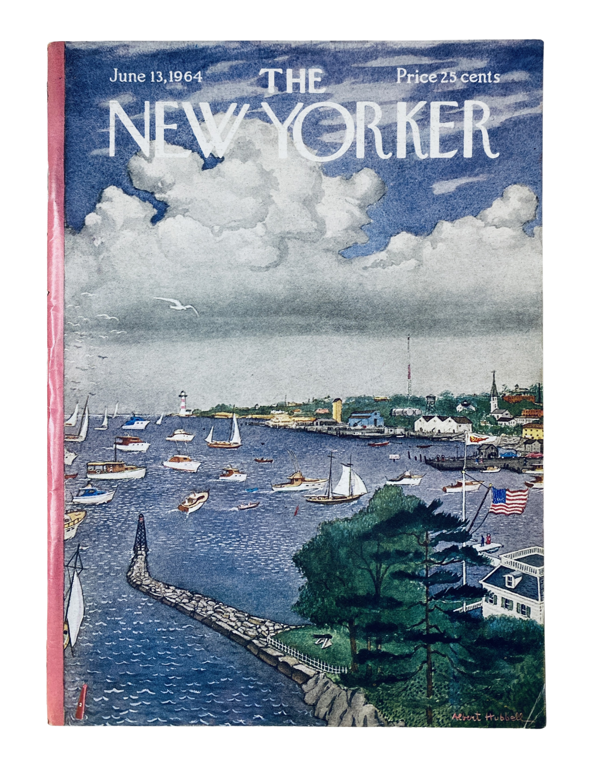 The New Yorker Magazine June 13, 1964 cover featuring a scenic harbor with sailboats and coastal landscapes, capturing the essence of summer leisure.