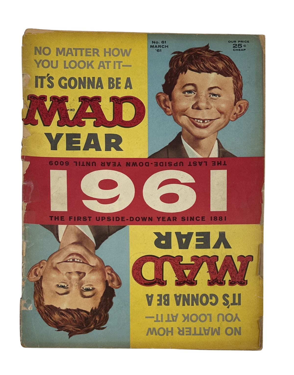 Cover of MAD Magazine #61 from March 1961 featuring 'It's Gonna Be a MAD Year' with a playful illustration of characters and bold text accents.