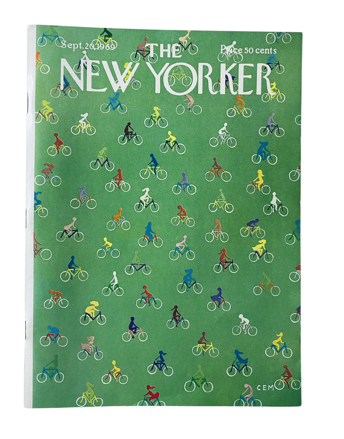 Cover of The New Yorker Magazine from September 20, 1969 featuring a colorful pattern of cyclists by C. Martin, showcasing the magazine's artistic design.