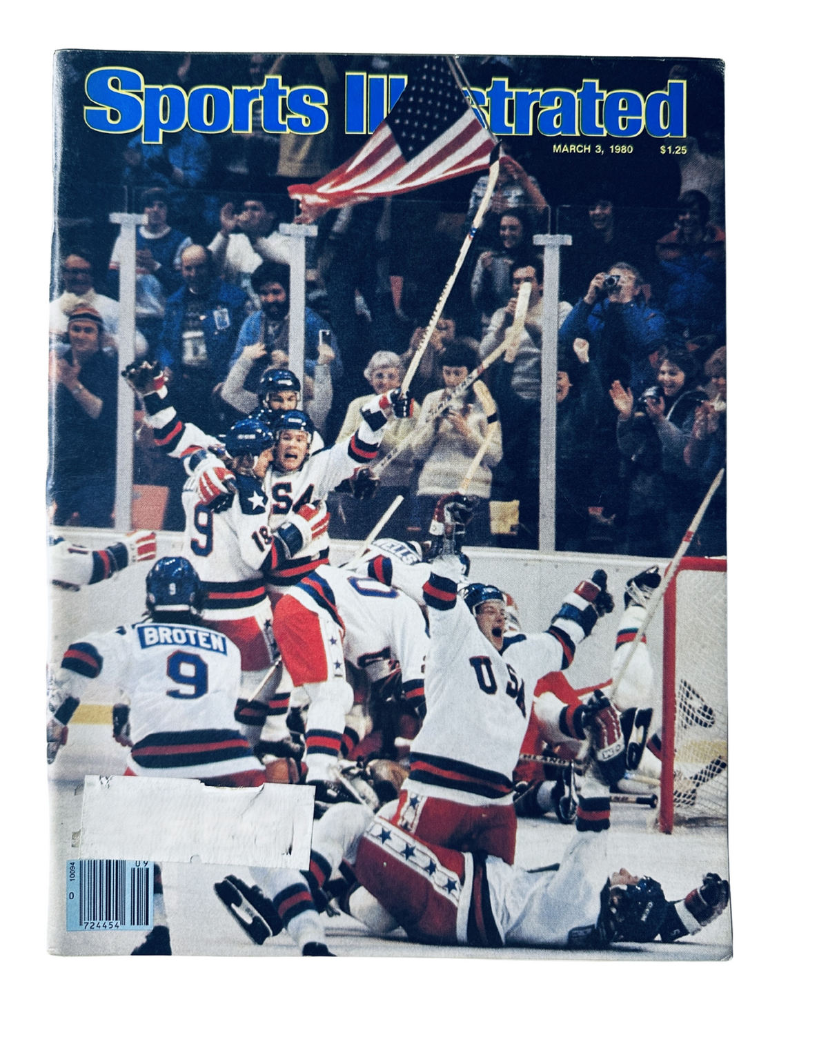 Cover of Sports Illustrated Magazine, March 3, 1980, featuring a memorable moment from USA Hockey celebrating their victory at the Winter Olympics.