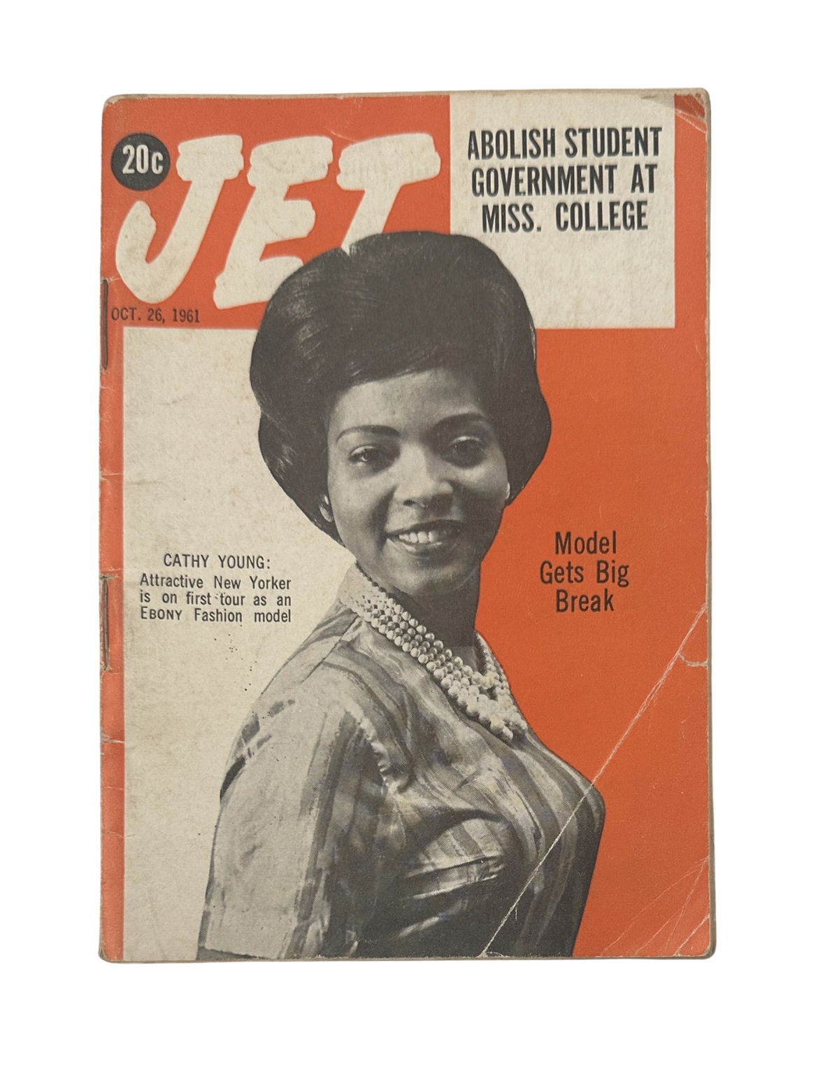 Cover of Jet Magazine dated October 26, 1961 featuring Cathy Young as an Ebony Fashion Model, showcasing the iconic design and promotional content from the issue.
