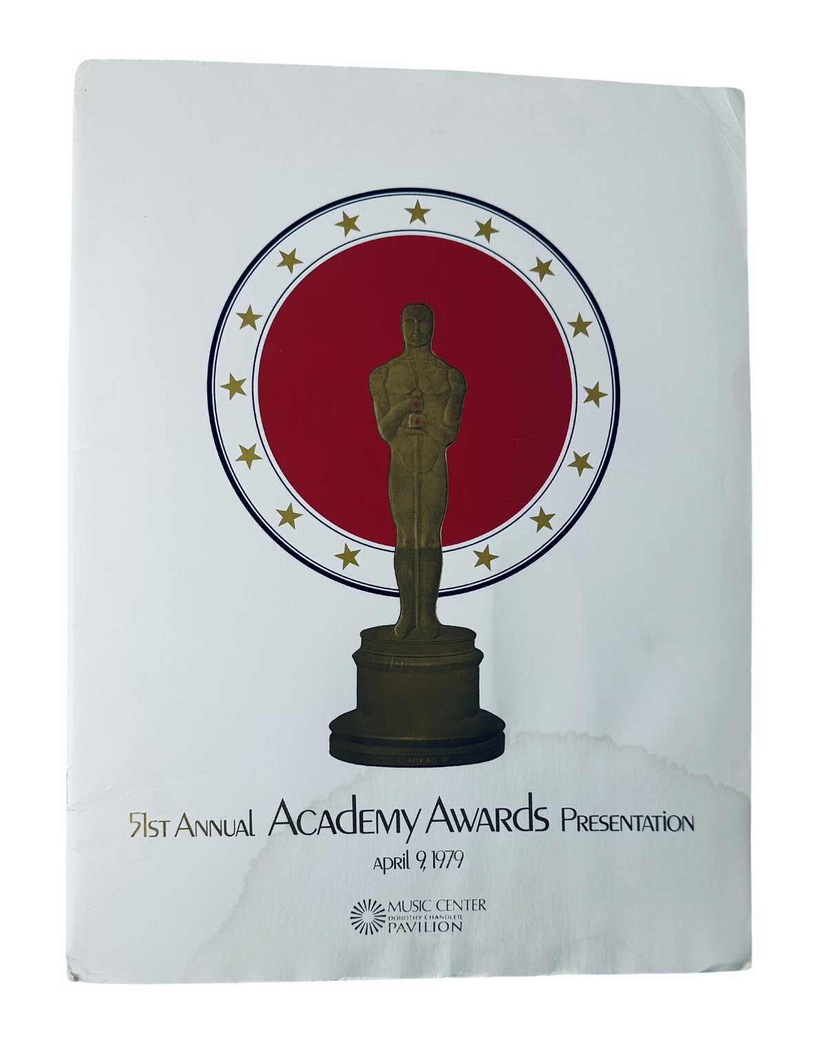 Cover of the 51st Annual Academy Awards Magazine from April 9, 1979, featuring the iconic Oscar statue and the event details.