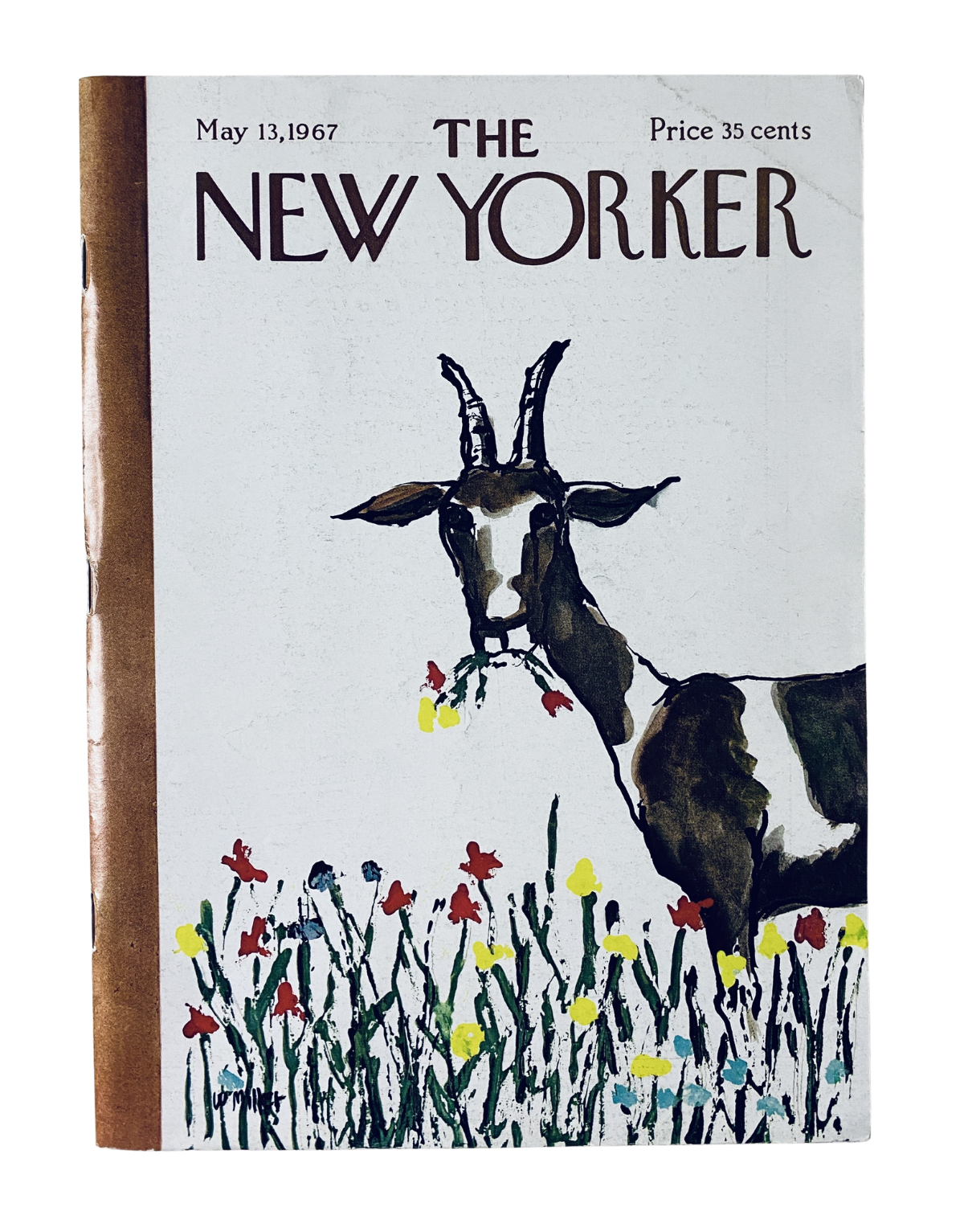 Cover of The New Yorker Magazine dated May 13, 1967 featuring a goat illustration among colorful flowers. Price listed as 35 cents.