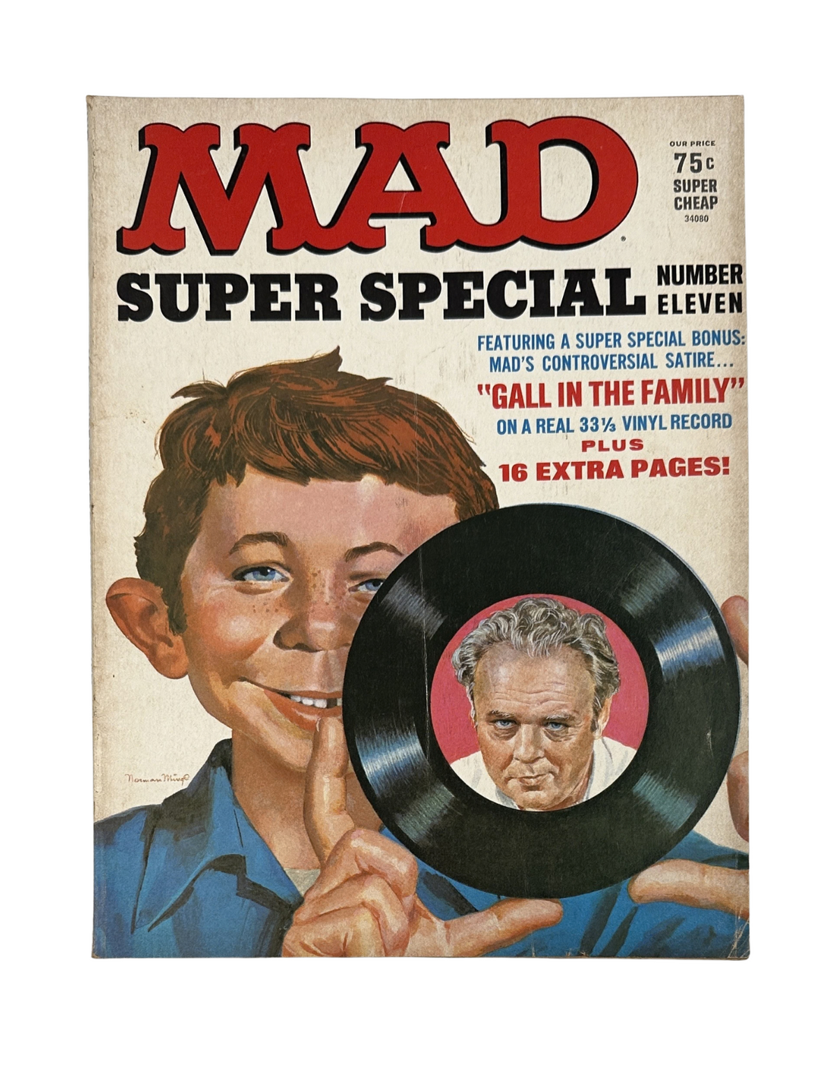 Cover of MAD Magazine Super Special No. 11 from 1973, featuring a boy holding a vinyl record and a humorous depiction of the issue's theme, 'Gall in the Family.'