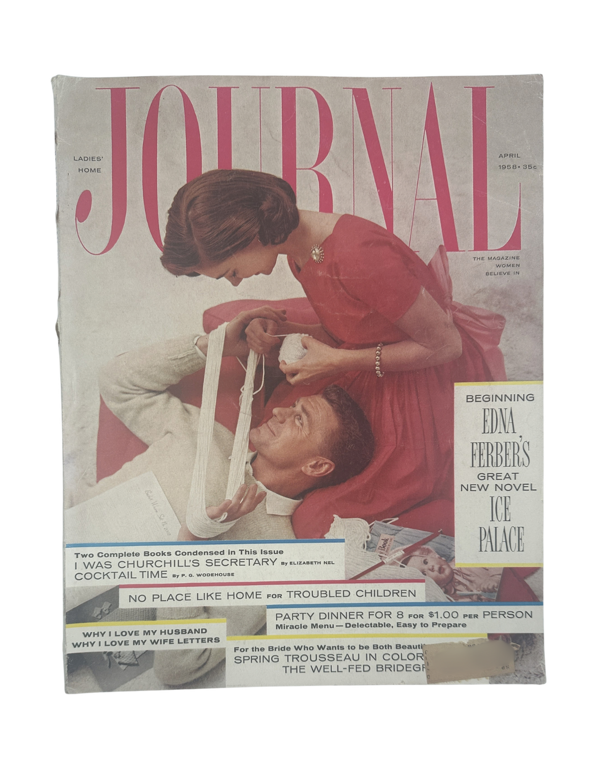 Ladies' Home Journal Magazine April 1958 Edna Ferber Ice Palace, P.G. Wodehouse
