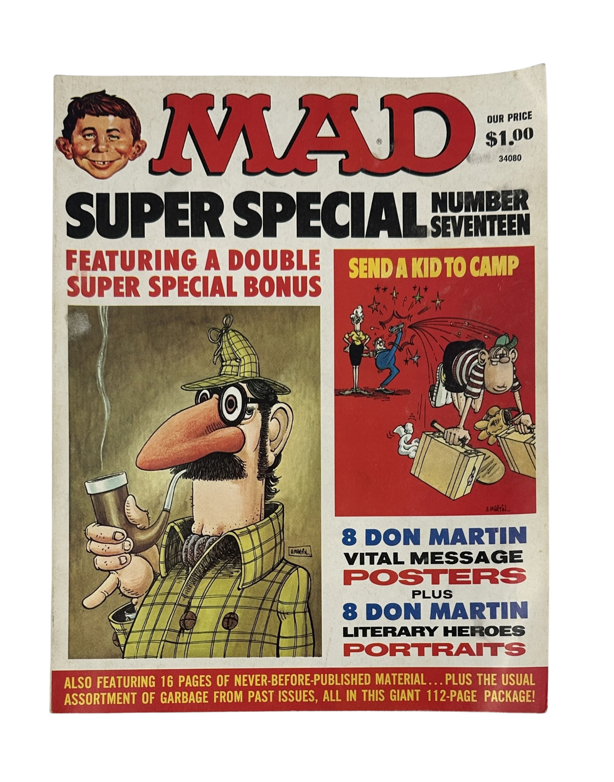 MAD Magazine Super Special No. 17 cover featuring characters, satirical art, and promotional text including 'SEND A KID TO CAMP' and 'DOUBLE SUPER SPECIAL BONUS'.
