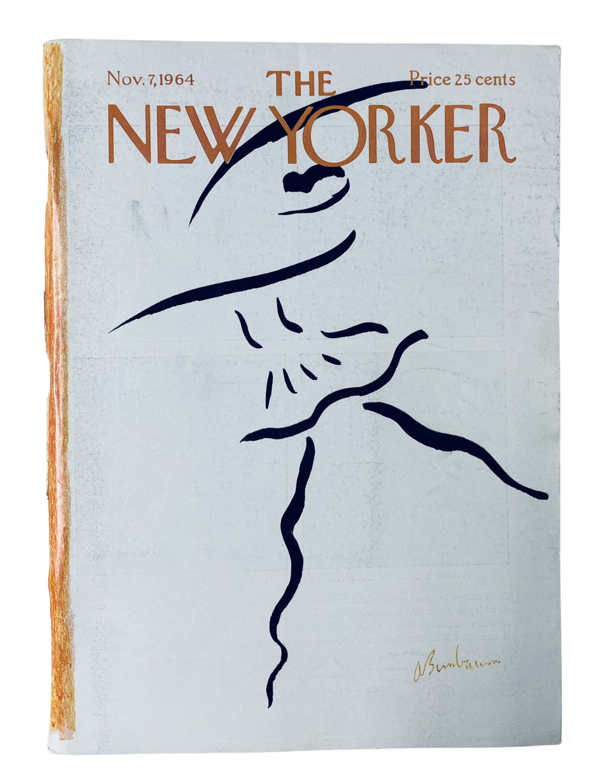 Cover of The New Yorker Magazine from November 7, 1964 featuring an abstract line illustration by Abe Birnbaum, priced at 25 cents.