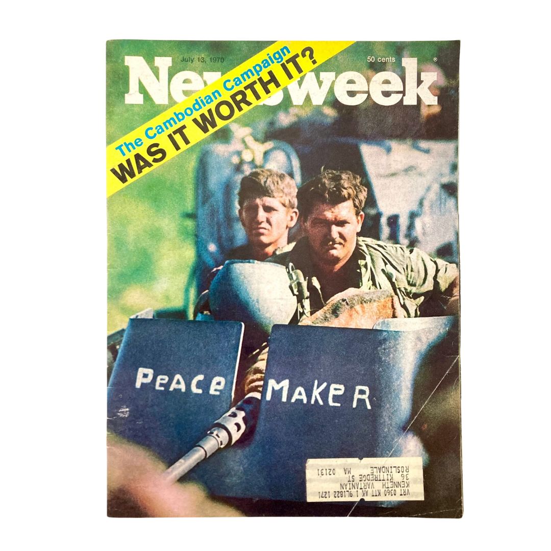 Cover of VTG Newsweek Magazine from July 13, 1970, featuring the title 'The Cambodian Campaign: Was It Worth It?' with military imagery and the tagline.