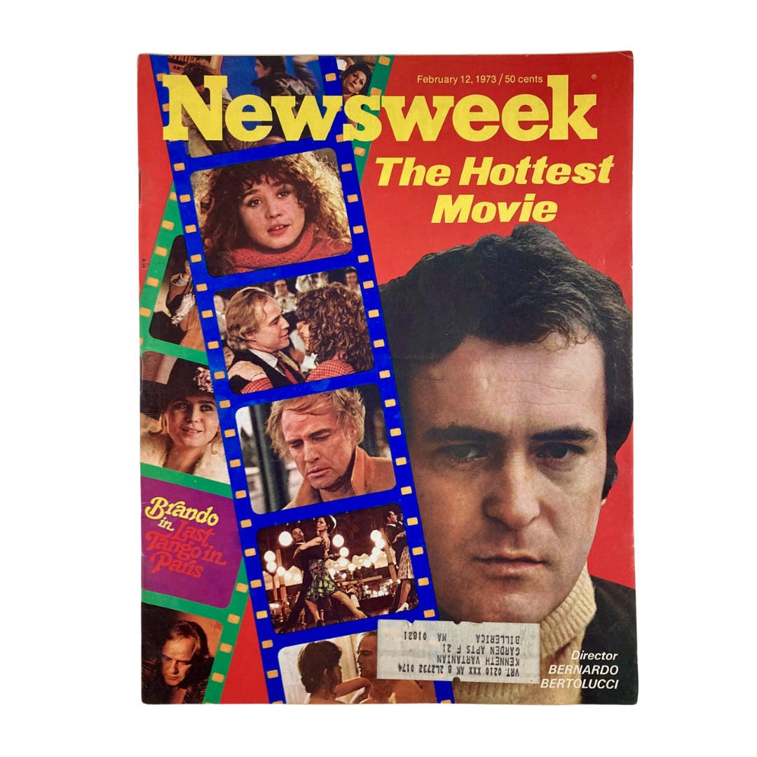 VTG Newsweek Magazine February 12 1973 Cover featuring Director Bernardo Bertolucci with images from his film and an eye-catching title 'The Hottest Movie'.