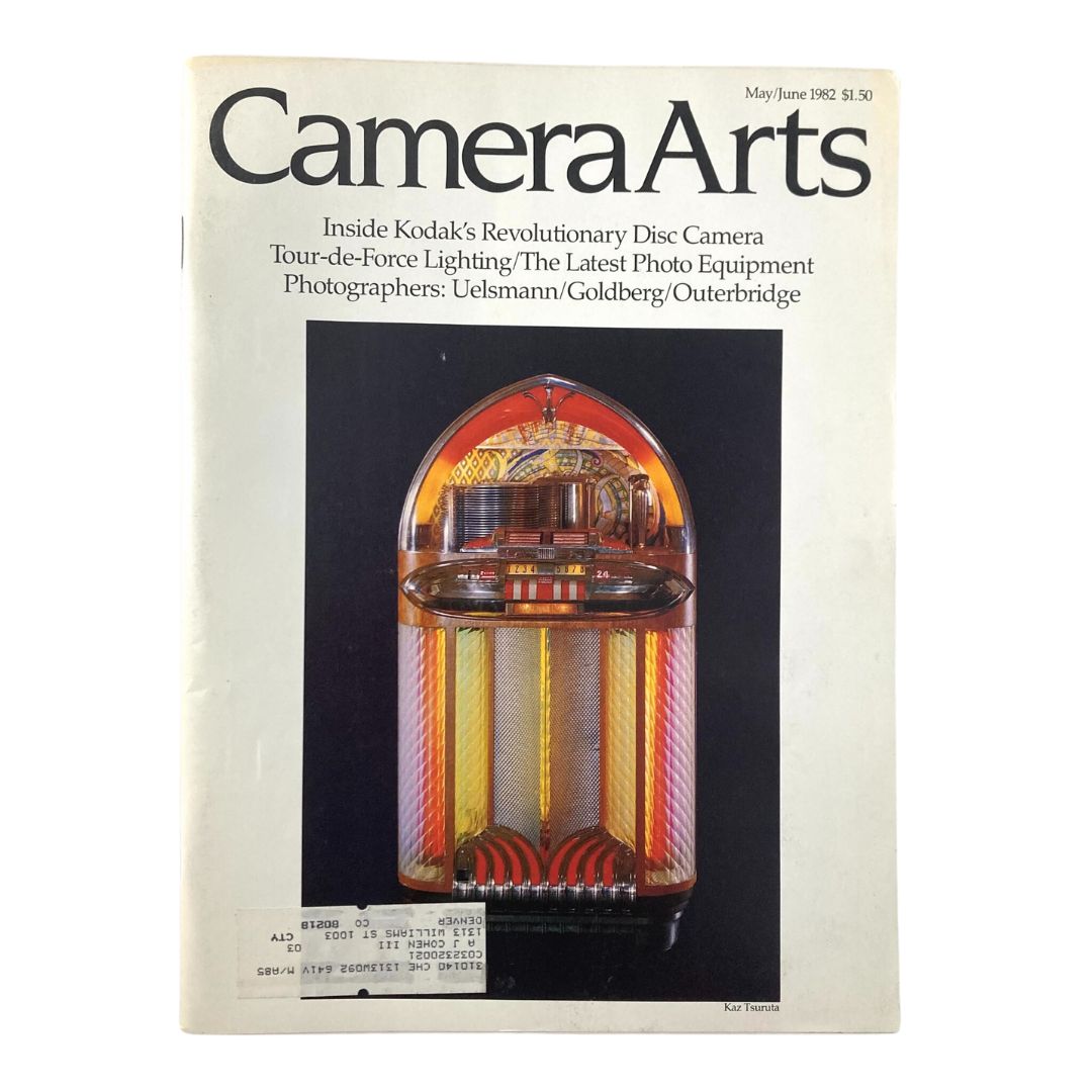 Cover of Camera Arts Magazine May 1982 featuring Vintage Jukebox Reprise by Kaz Tsurata, showcasing vibrant colors and classic Americana aesthetics.