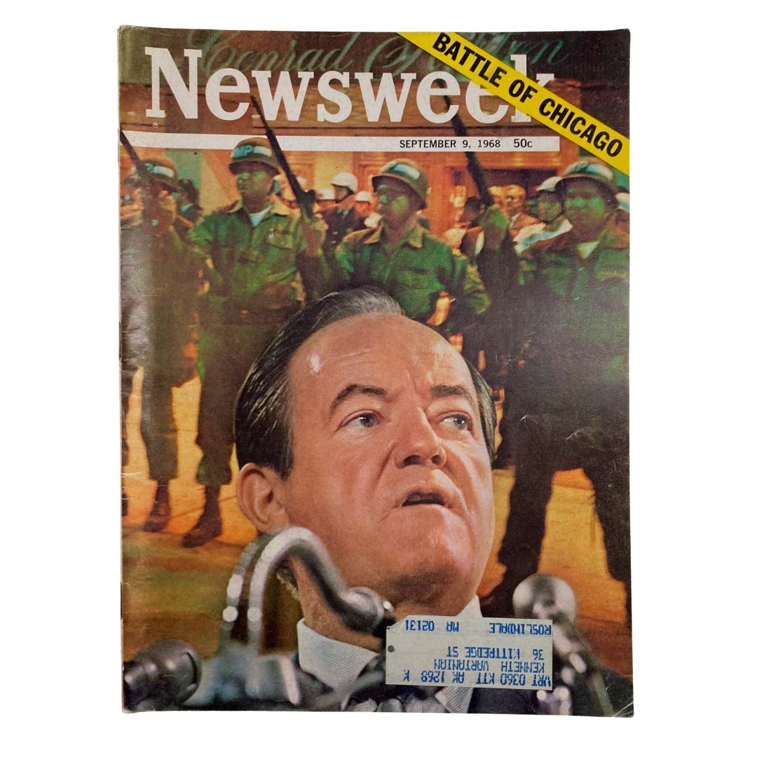 Cover of VTG Newsweek Magazine September 9 1968 featuring Hubert Humphrey with 'Battle of Chicago' headline, capturing a pivotal moment in political history.