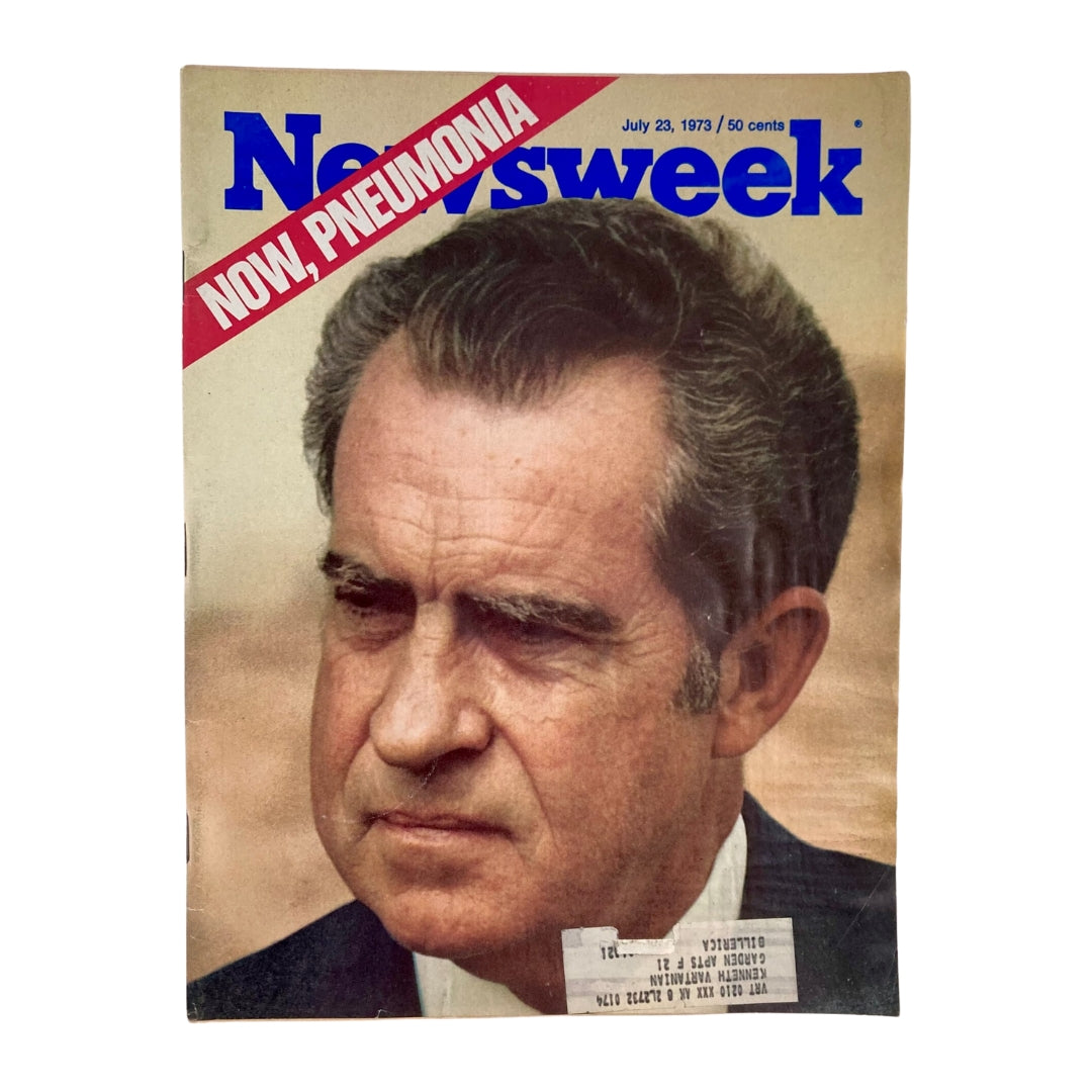 VTG Newsweek Magazine July 23 1973 featuring Richard Nixon on the cover with a headline about his pneumonia battle, a pivotal moment in American history.