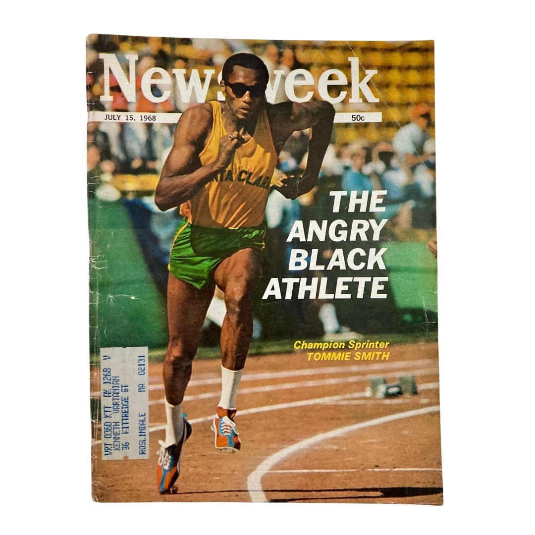 VTG Newsweek Magazine July 15 1968 featuring champion sprinter Tommie Smith on the cover, depicted in athletic attire while running on a track.