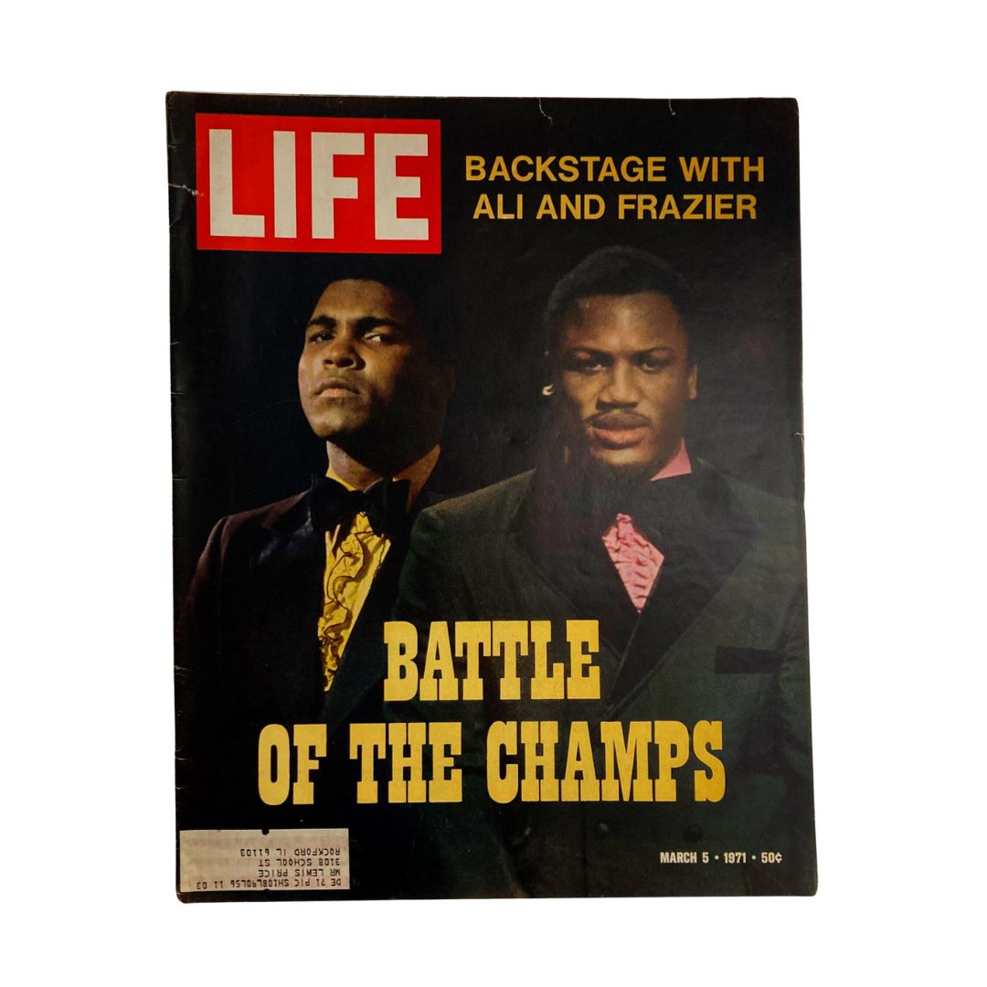 Cover of VTG Life Magazine March 5, 1971, featuring the iconic Battle of the Champs between Muhammad Ali and Joe Frazier.