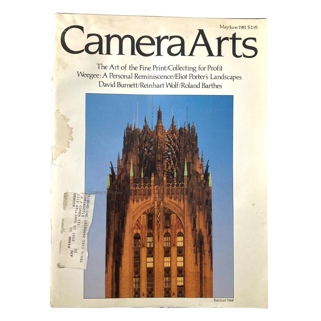 Cover of Vintage Camera Arts Magazine, May 1981, featuring articles on The Art of Fine Print and Collecting for Profit, showcasing a Gothic architecture photograph.