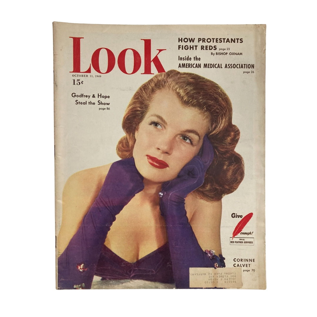 Vintage Look Magazine October 11 1949 Corinne Calvet Cover Portrait