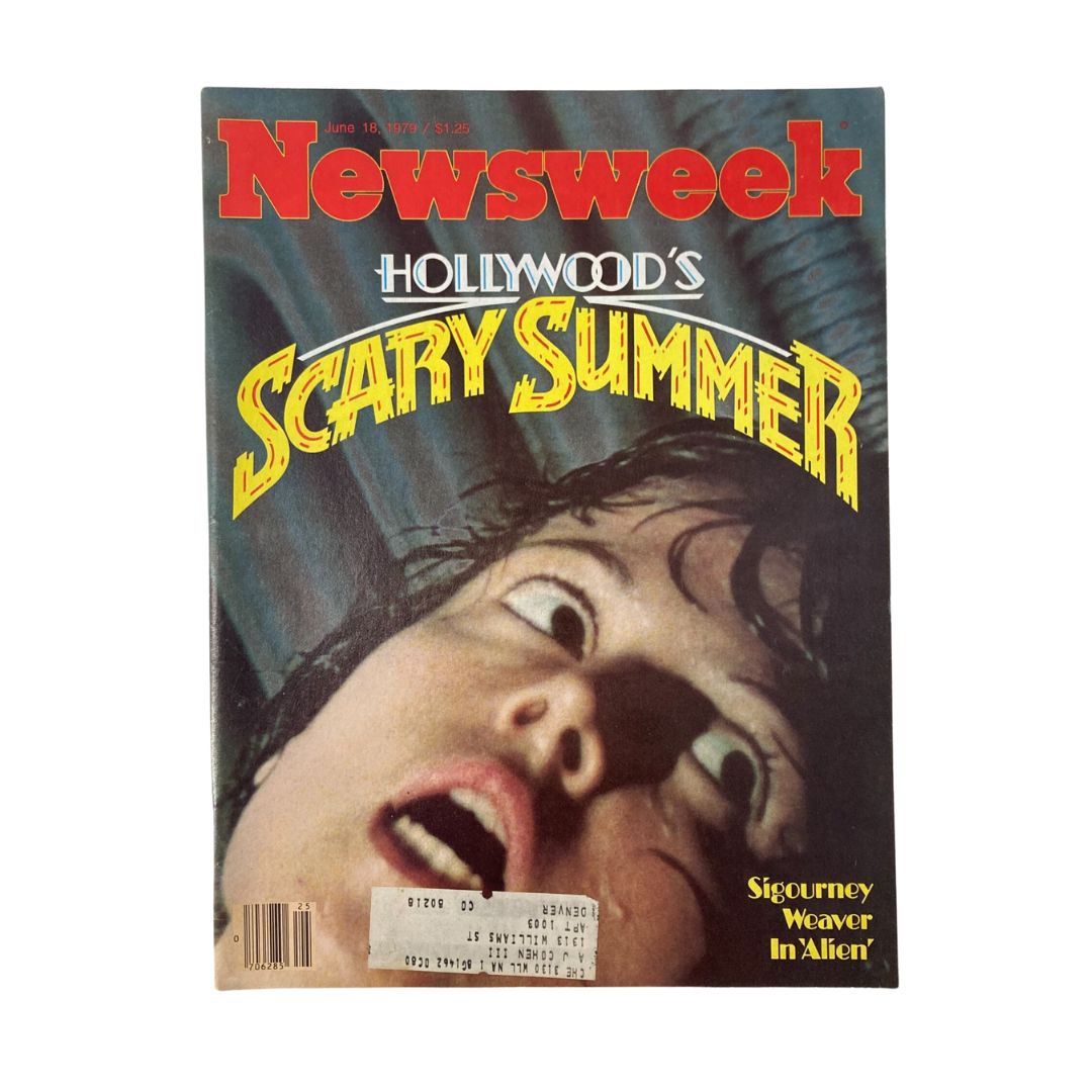Cover of VTG Newsweek Magazine from June 18, 1979 featuring Sigourney Weaver in 'Alien' with the title 'Hollywood's Scary Summer'.