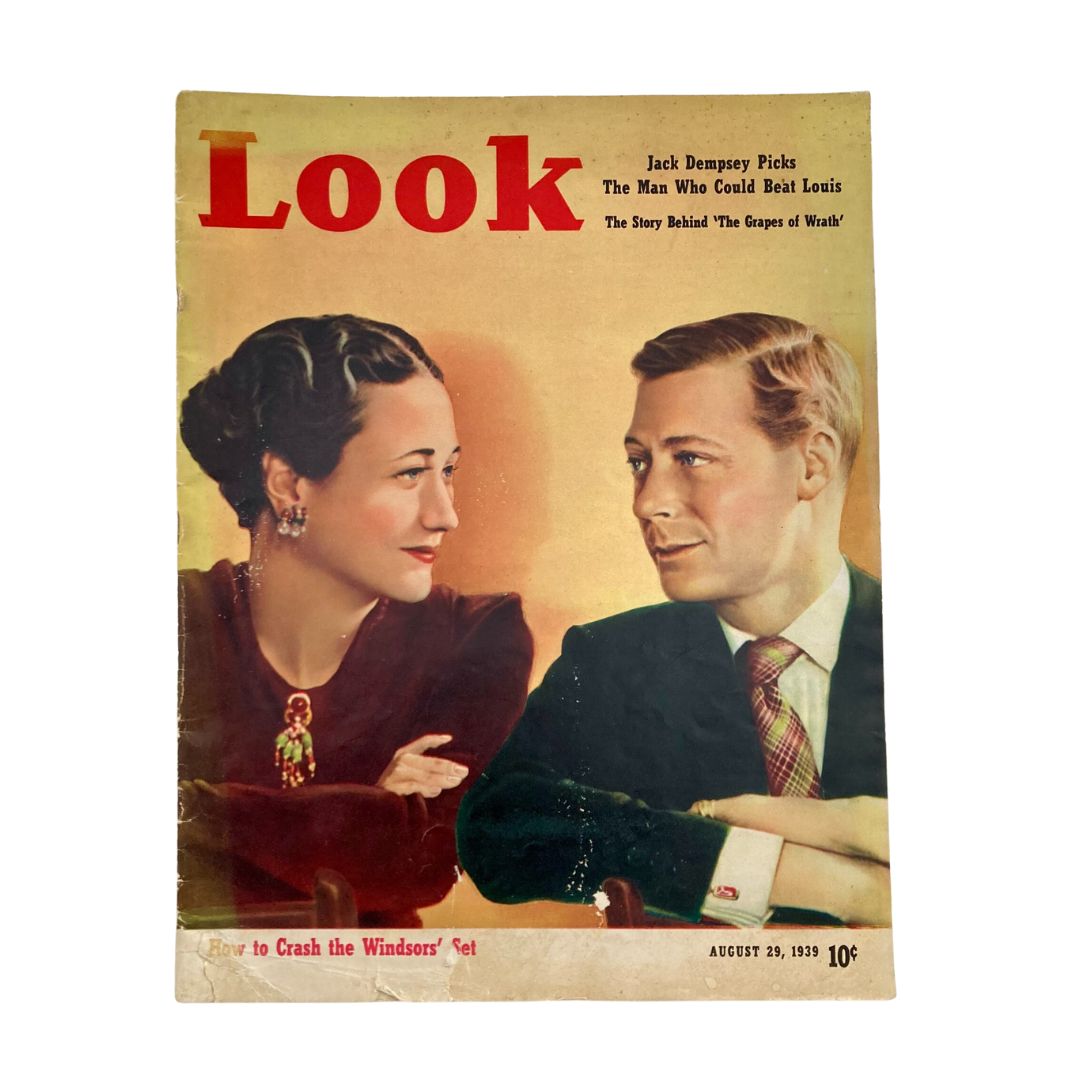 Cover of VTG Look Magazine August 29, 1939 featuring the Duke and Duchess of Windsor, highlighting mid-20th century fashion and style.