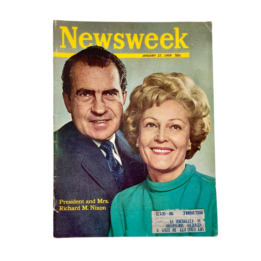 Cover of VTG Newsweek Magazine January 27 1969 featuring President Richard Nixon and First Lady Pat Nixon.