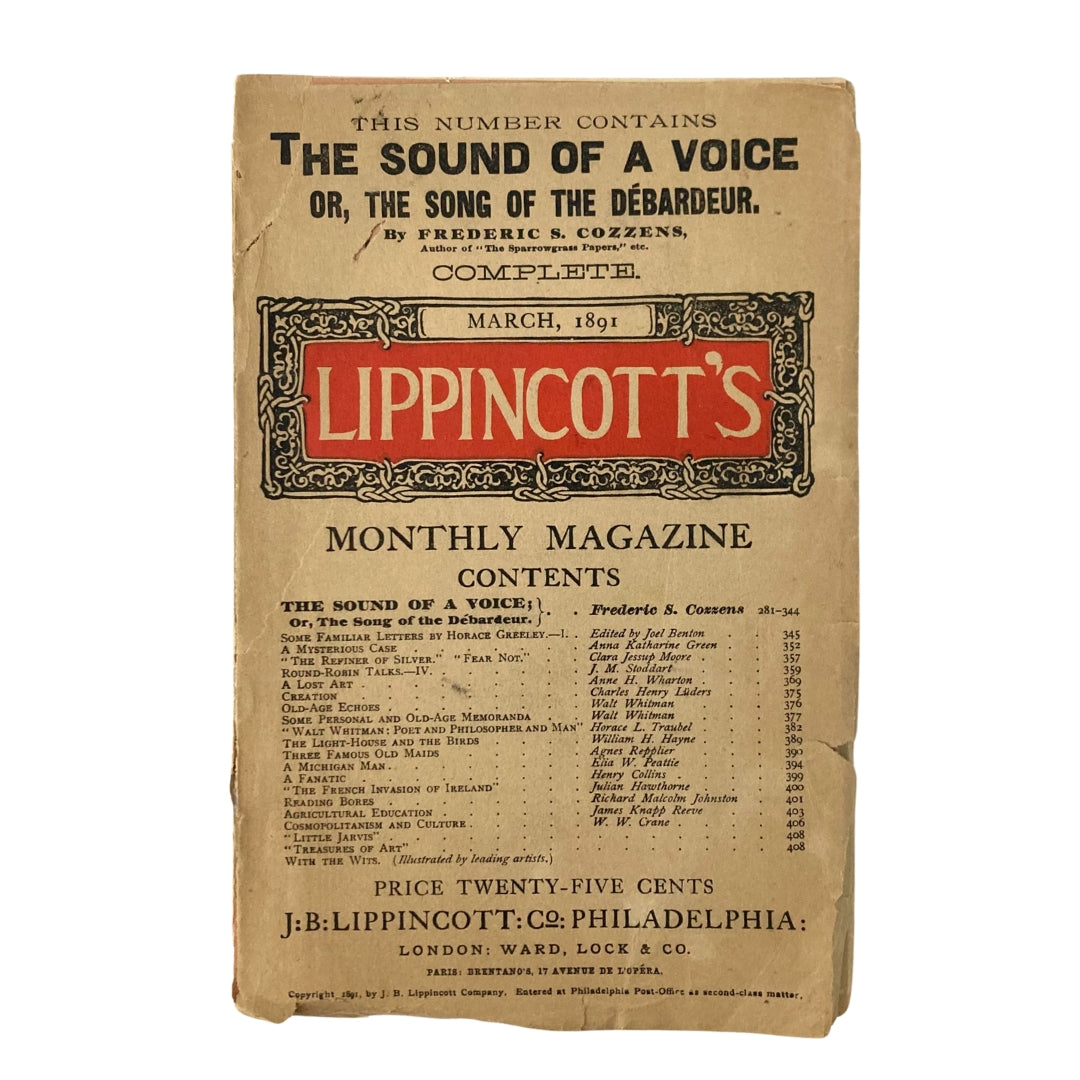 Lippincott's Magazine March 1891 The Sound of a Voice No Label